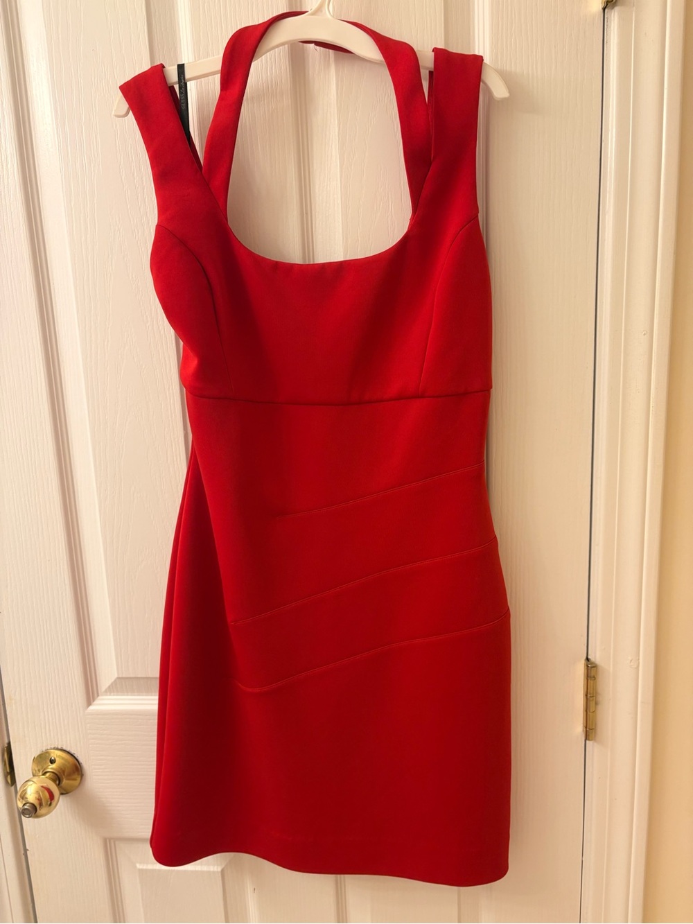 Calvin Klein Red Sleeveless Square Neck Mini Dress